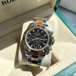 ROLEX Daytona 904L Steel Self-produced Movement Gold Bezel Black Watch